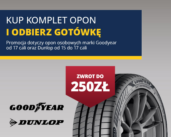 Odbierz do 250 PLN za zakup opon Goodyear lub Dunlop