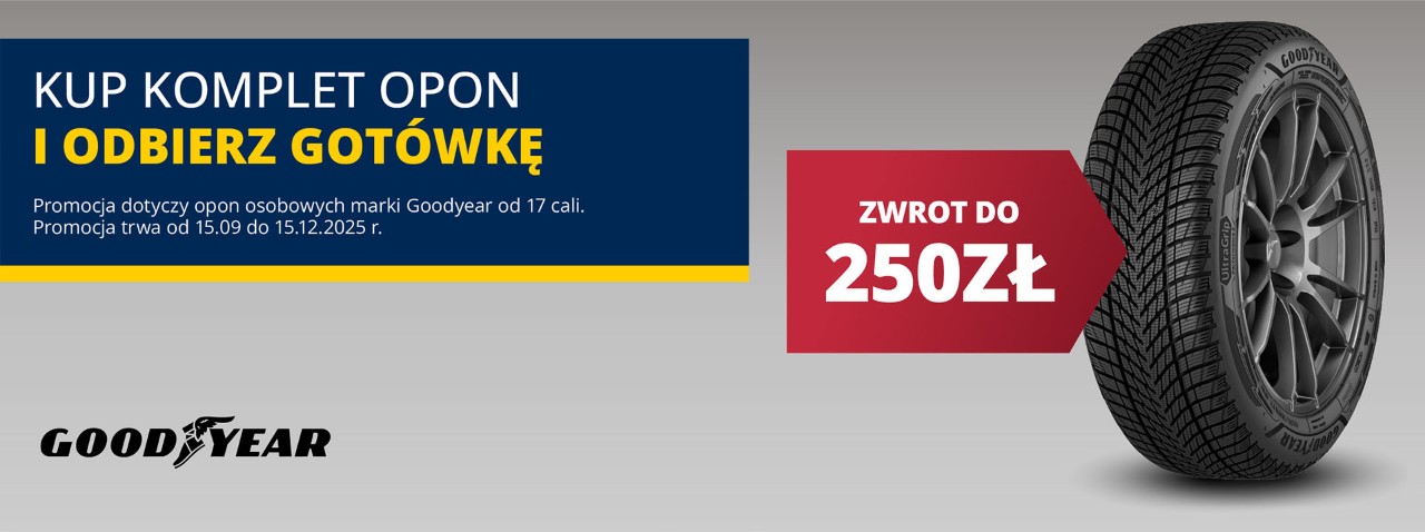 Odbierz do 250zł za zakup opon Goodyear